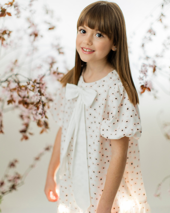 Dress with Lights and Cheerful Flowers for School / Kindergarten