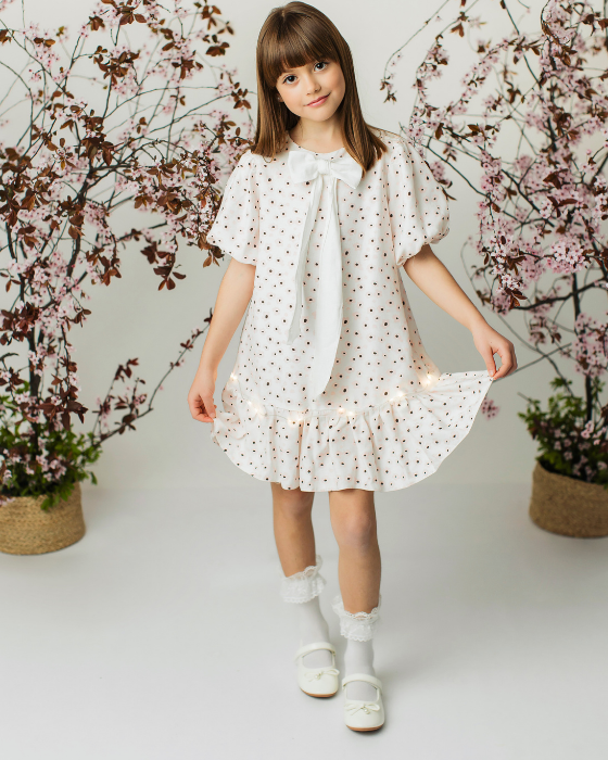 Dress with Lights and Cheerful Flowers for School / Kindergarten