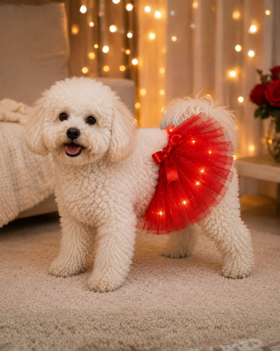 Fustita cu Luminite Rosie, Talie Medie, pentru Caine