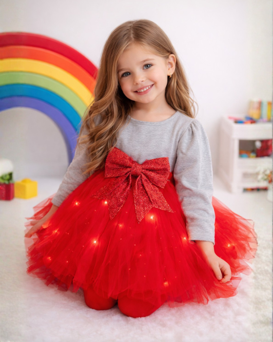 Red Sparkle Skirt with Glitter Bow 