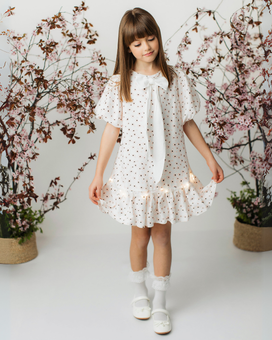 Dress with Lights and Cheerful Flowers for School / Kindergarten