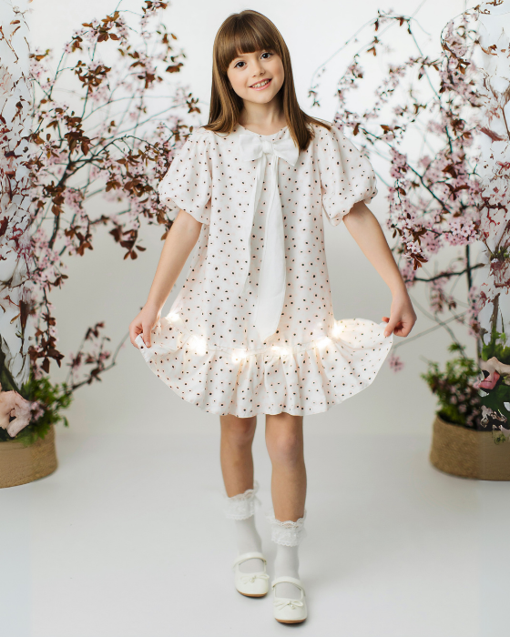 Dress with Lights and Cheerful Flowers for School / Kindergarten