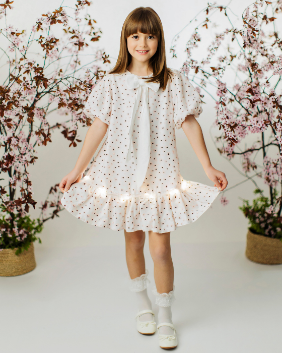 Dress with Lights and Cheerful Flowers for School / Kindergarten