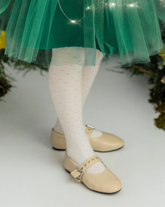 White School Tights with Soft Polka Dots