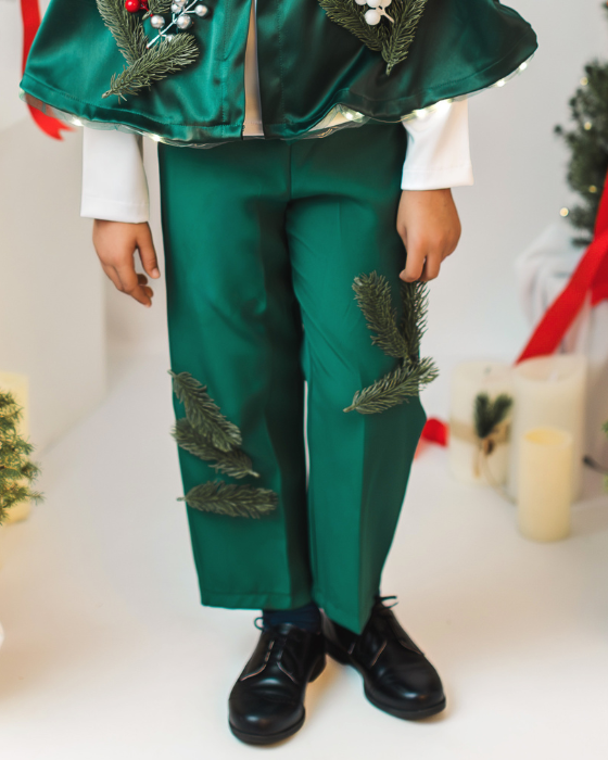 Green pants with twigs, Spring Celebration