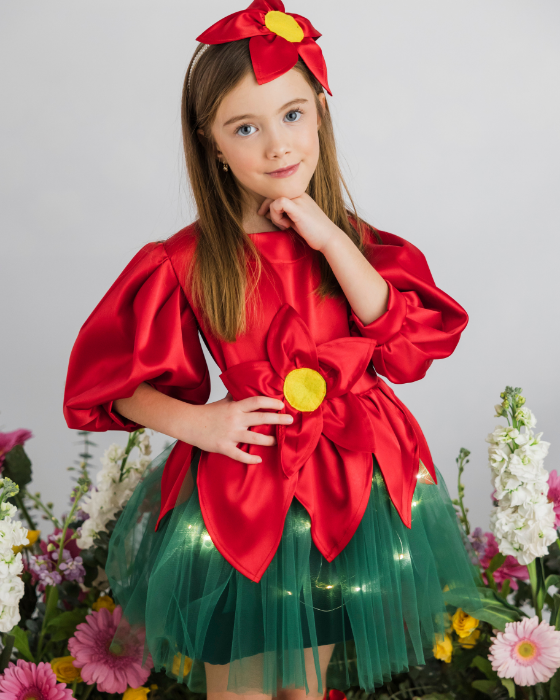 Red Flower Dress with Lights, Spring Play