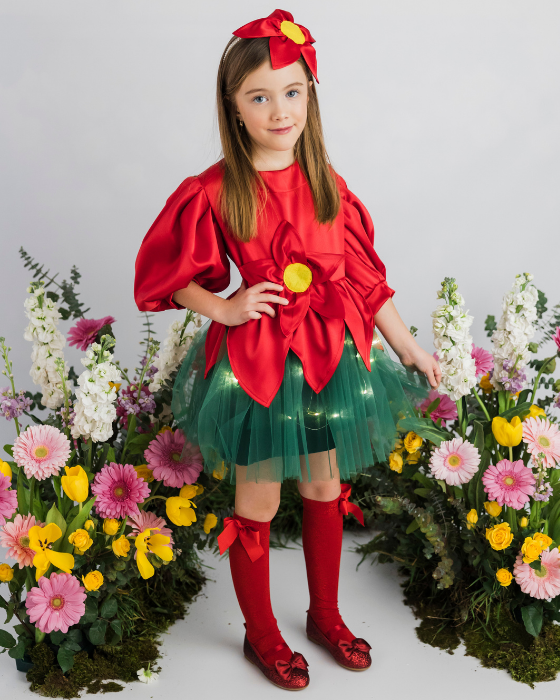 Red Flower Dress with Lights, Spring Play