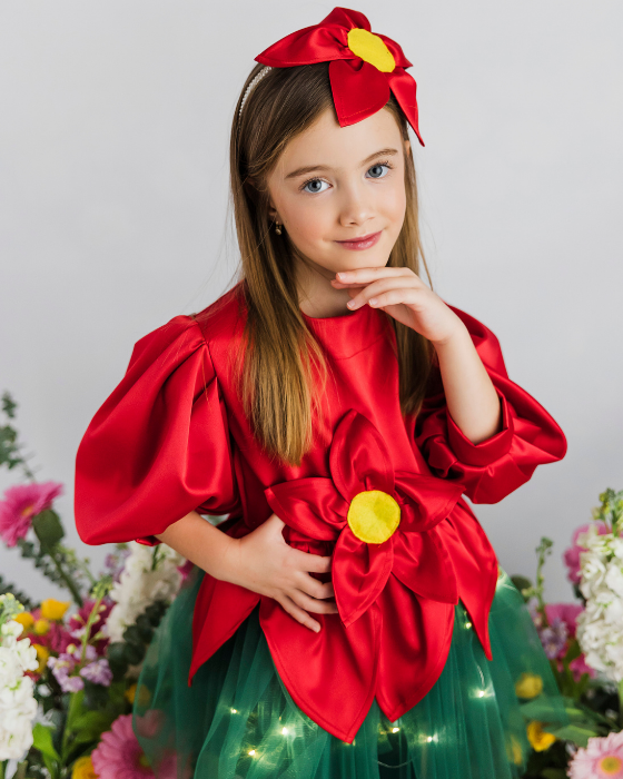 Red Flower Dress with Lights, Spring Play