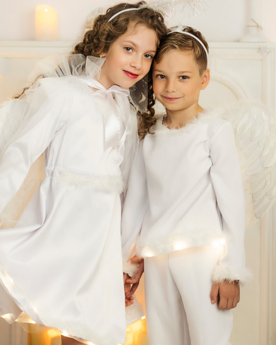 White Angel Boy's Sweatshirt with Lights