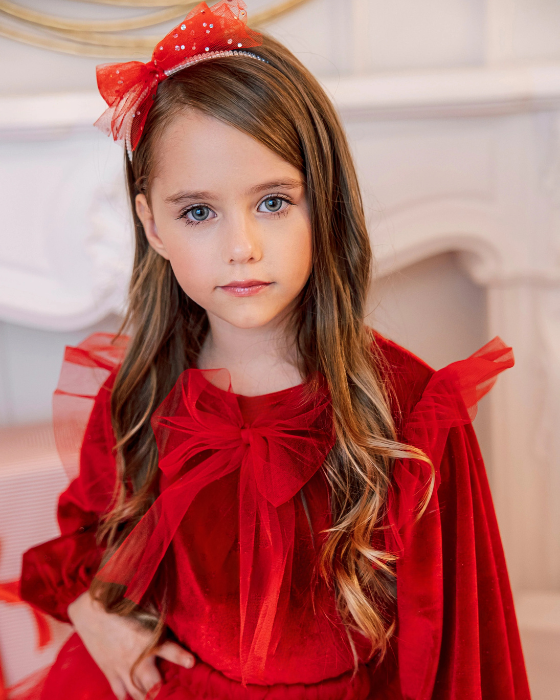 Red Outfit Skirt+Blouse+Headband, Red