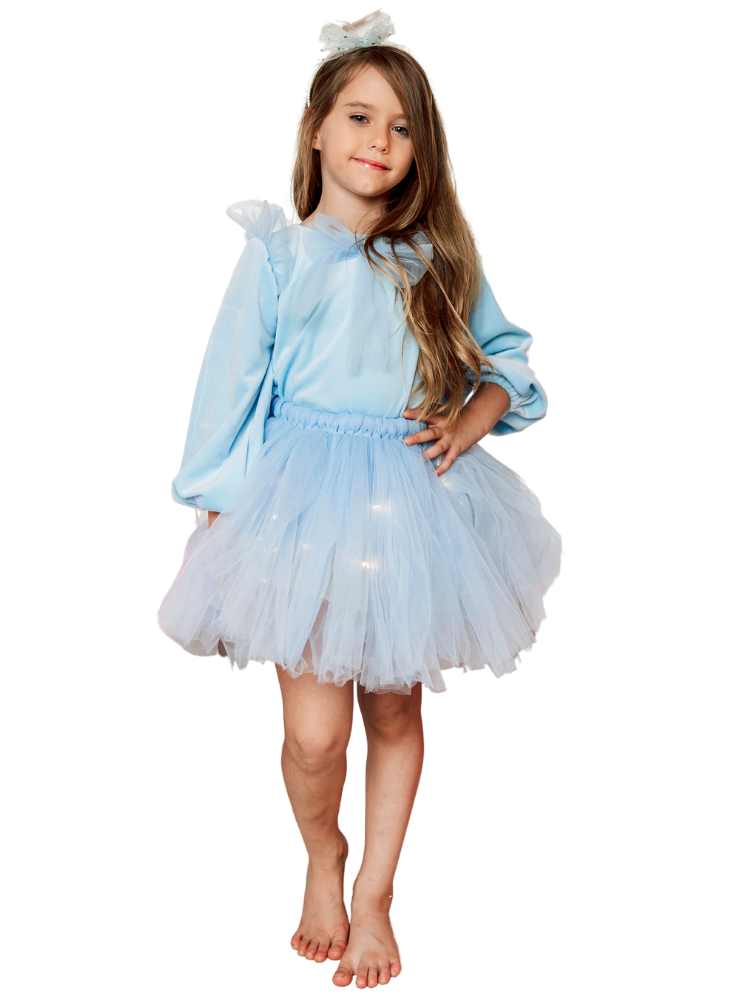 Skirt+Blouse+Headband Set, Princess Blue