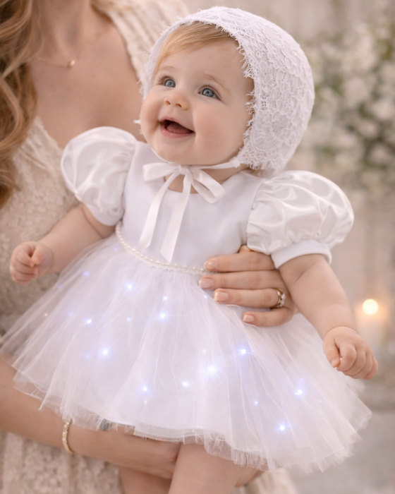 Baptism Dress, with Lights, White