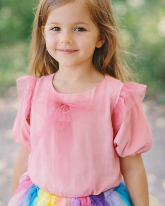 Pink Blouse with Pink Bow