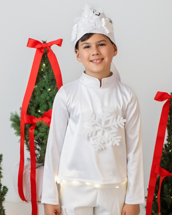 Snowflake White Tunic, Boy, for Christmas Pageant