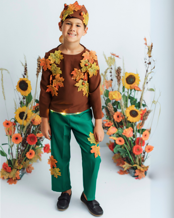 Complete Autumn King Costume, 3 Pieces, With Leaves