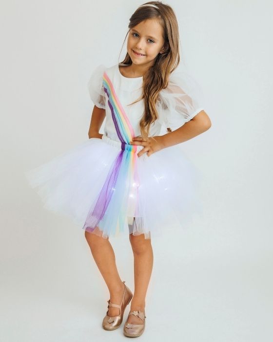 White and Rainbow Sparkle Skirt