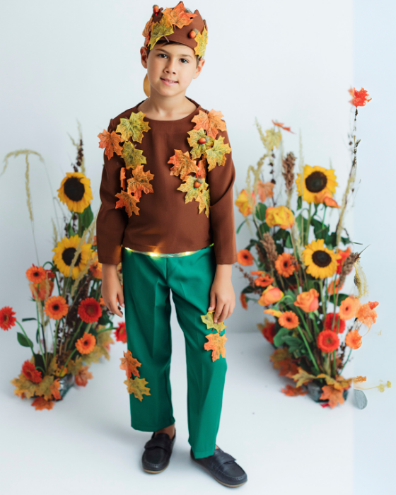 Complete Autumn King Costume, 3 Pieces, With Leaves