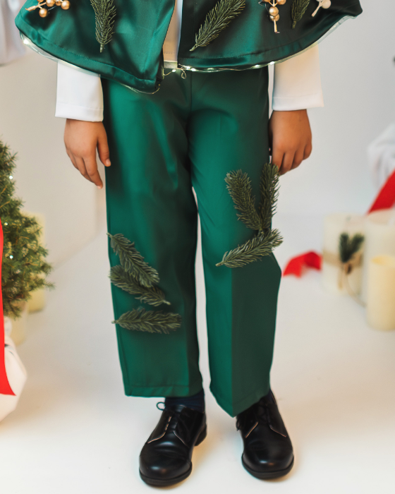 Green pants with twigs, Spring Celebration
