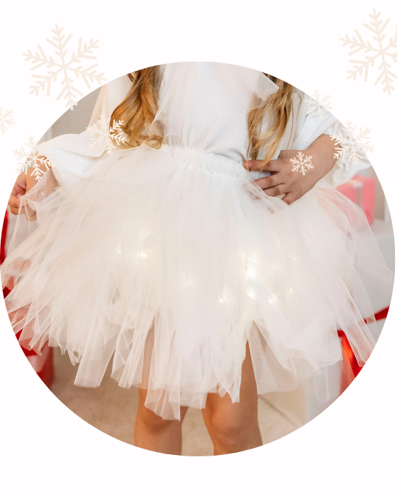Costum Alb, Fustiță cu Luminițe Albă + Body Alb