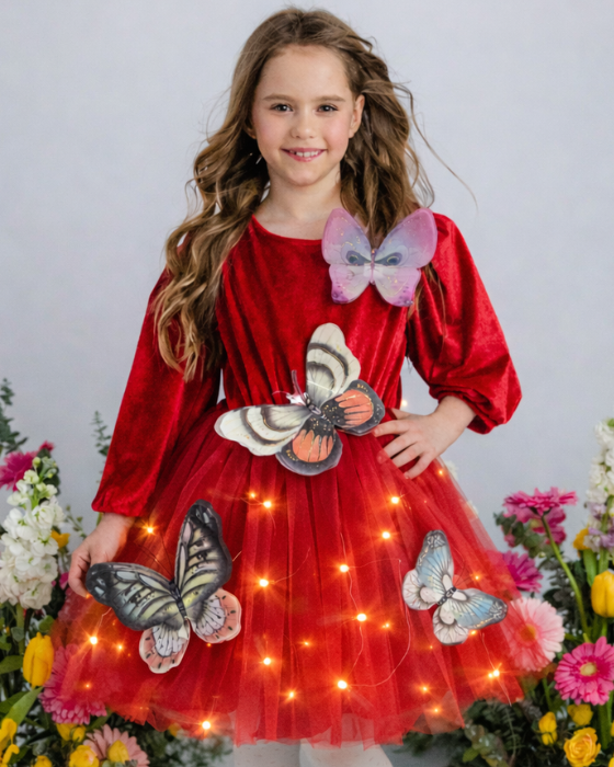Dress with Butterflies, Lights, Velvet, Easter
