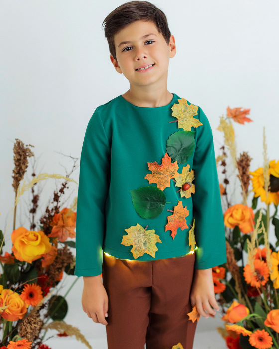 Complete Autumn King Costume, 3 Pieces, With Leaves