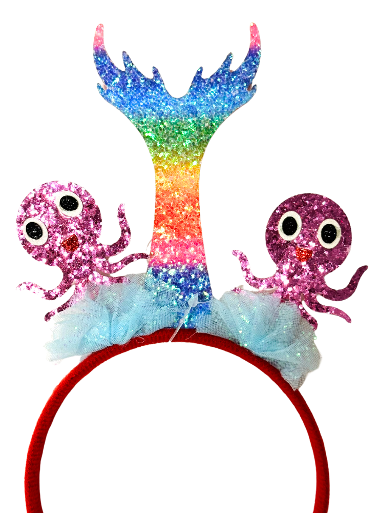 Rainbow Mermaid Headband with Glitter