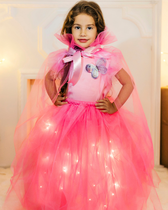 Pink Princess Cape, made of Pearl Tulle, for carnival costume