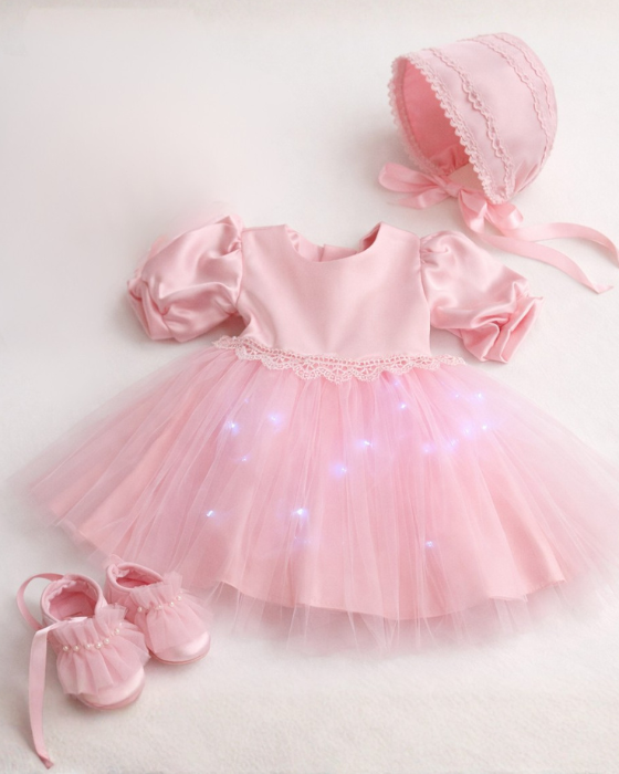 Christening Set with Lights, Pink, 3 pieces