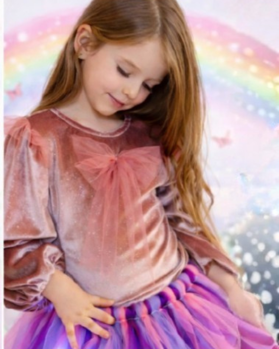 Bluzița Roz  cu Sclipici si Volanas Tulle