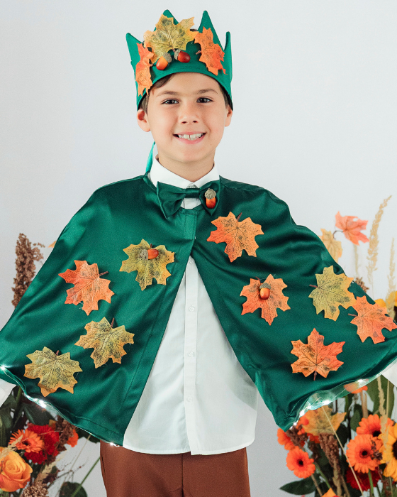 Autumn King Costume, 2 pieces, Green with leaves