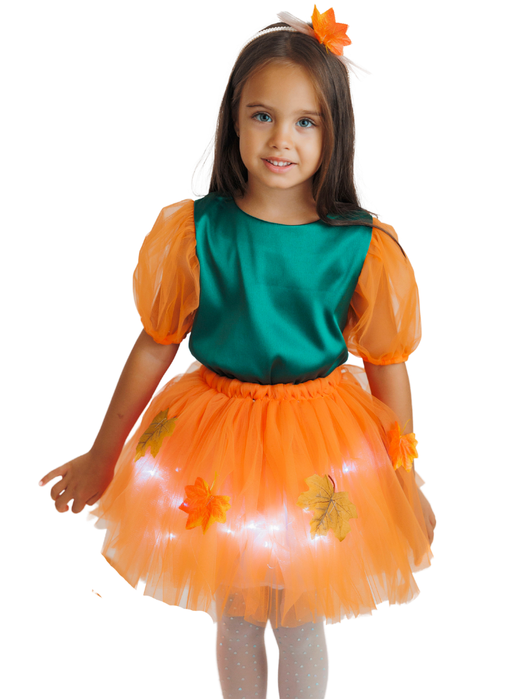 Skirt with Lights, Orange with Leaves, Autumn Fairy