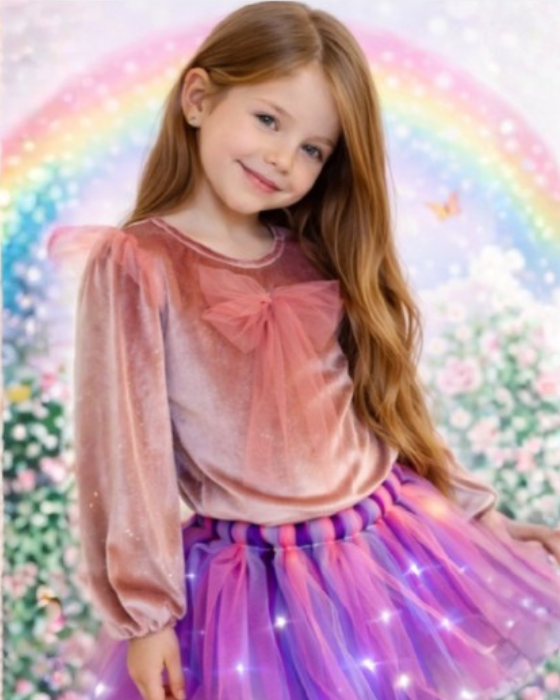 Bluzița Roz  cu Sclipici si Volanas Tulle