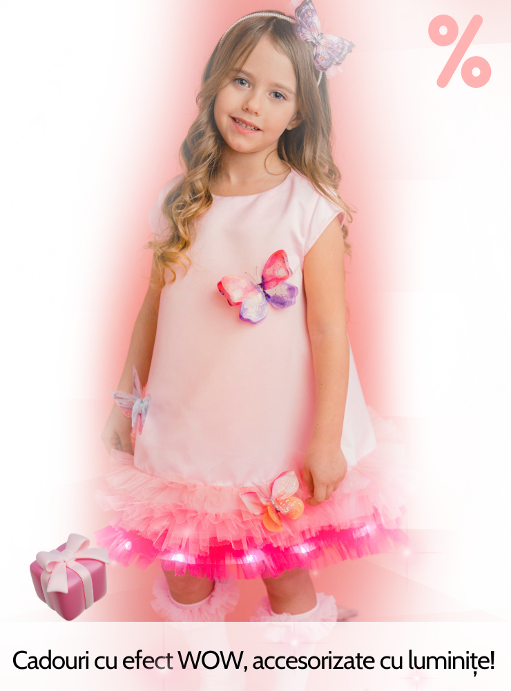 Rochița cu Luminițe Fluturaș, Roz