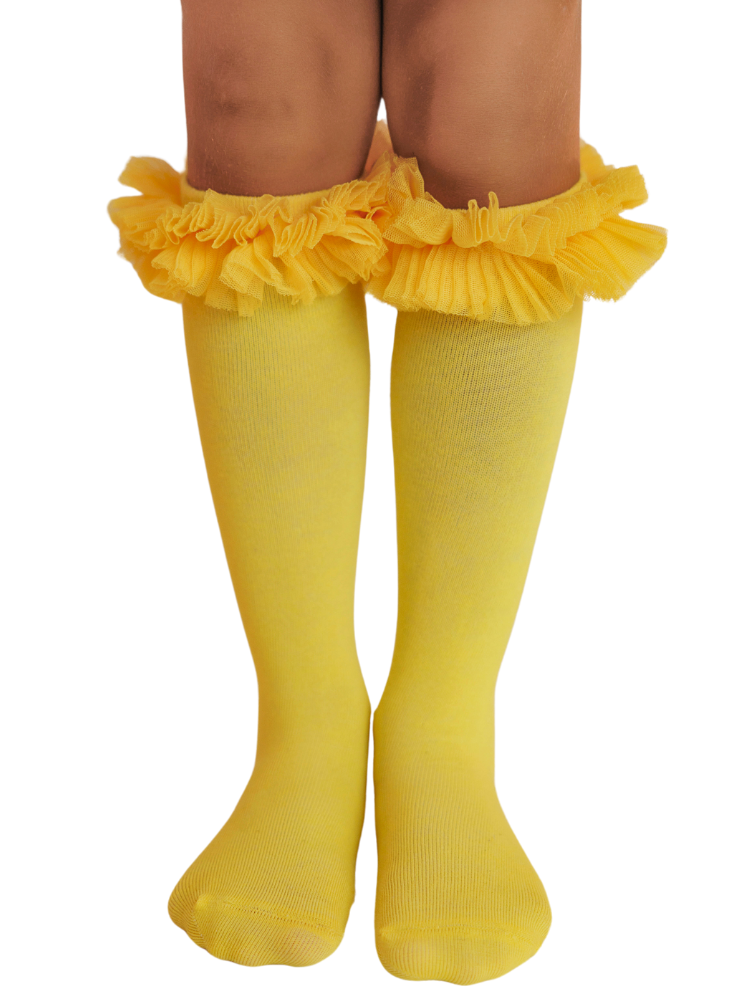 Yellow Ruffled Socks, Made of Tulle