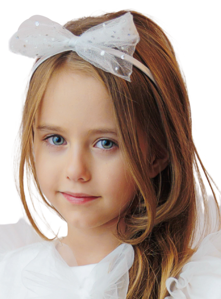 Bentiță cu Perle, și Tulle Alb și Sclipici Argintiu Glitter, fulg de nea