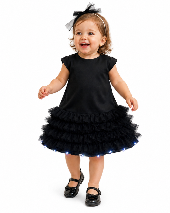 Black Dress with Lights and Tulle, Spring