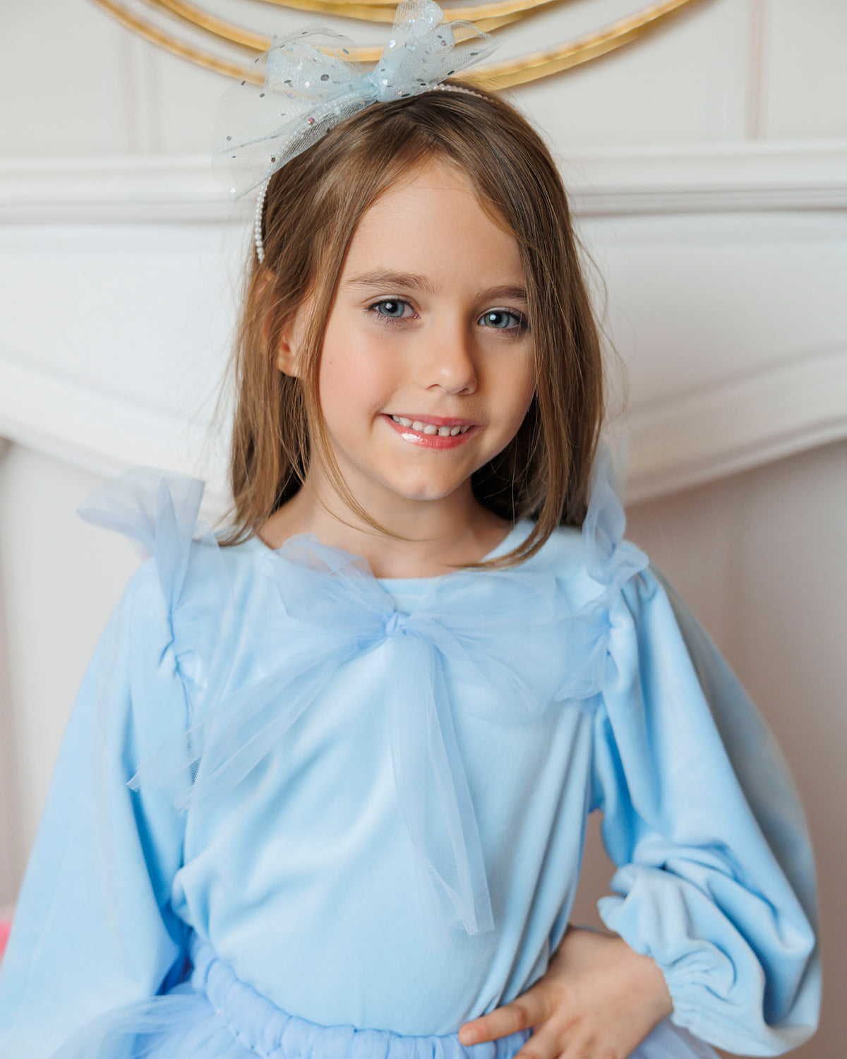 Skirt+Blouse+Headband Set, Princess Blue