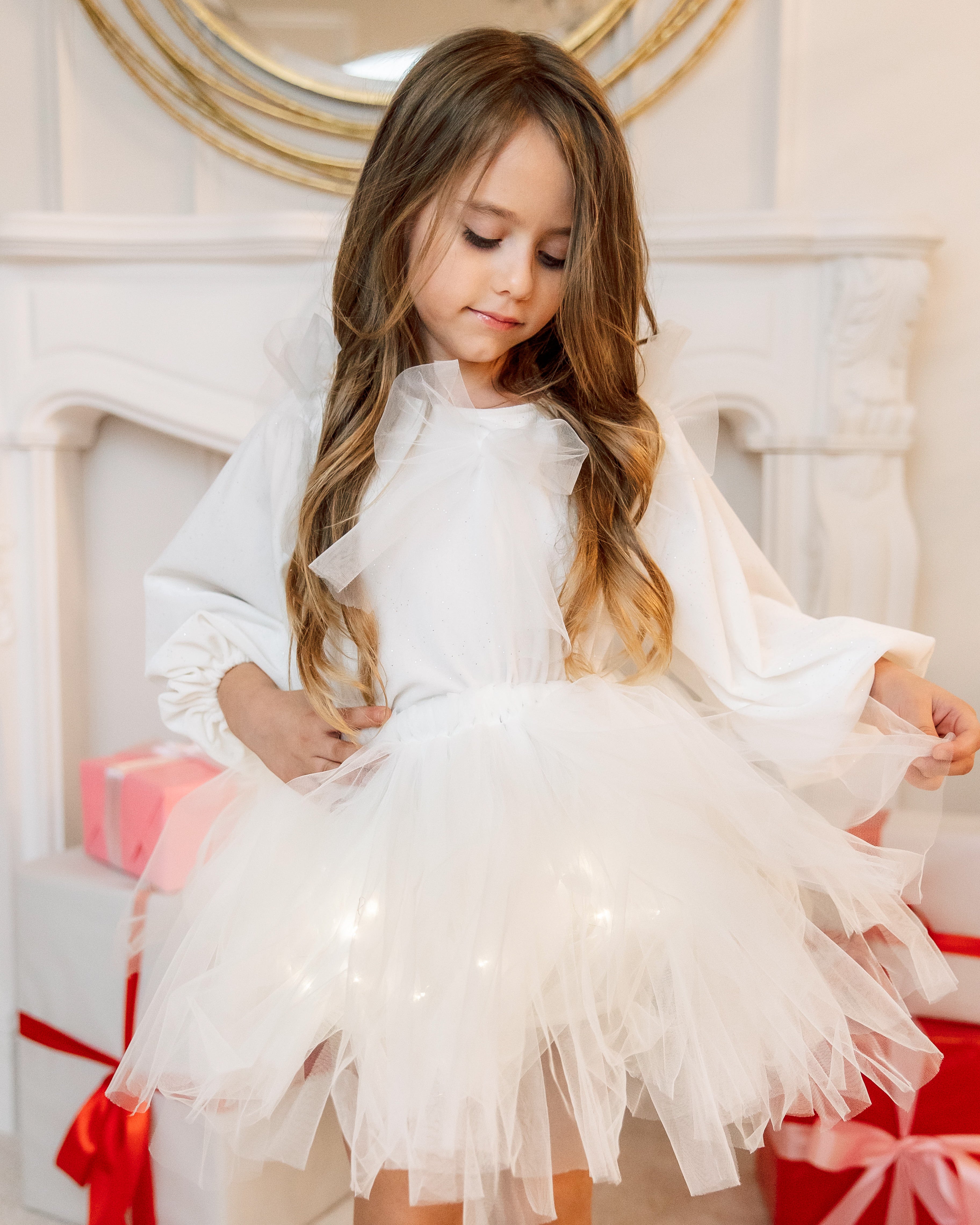 Skirt with Lights, White