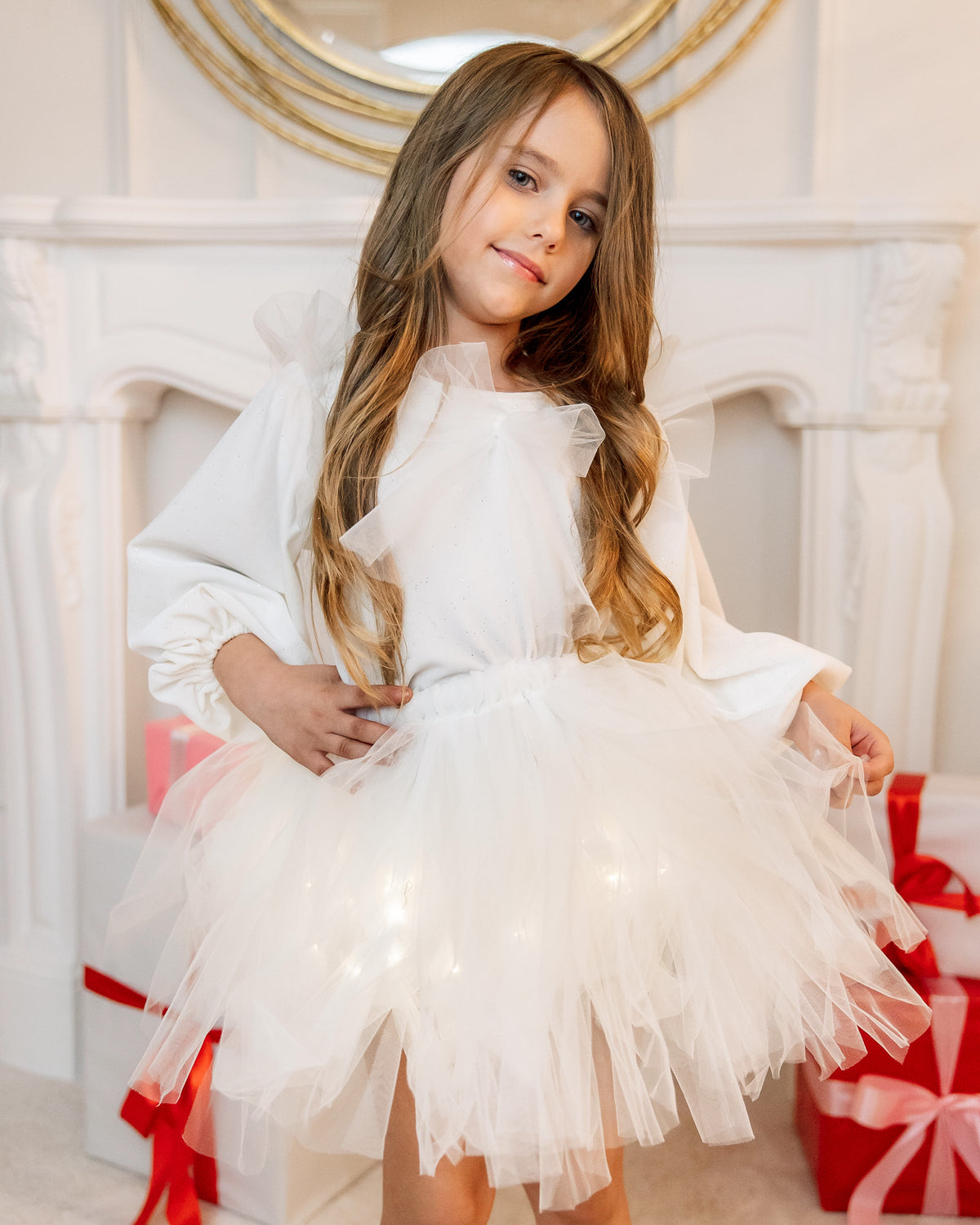 Skirt with Lights, White