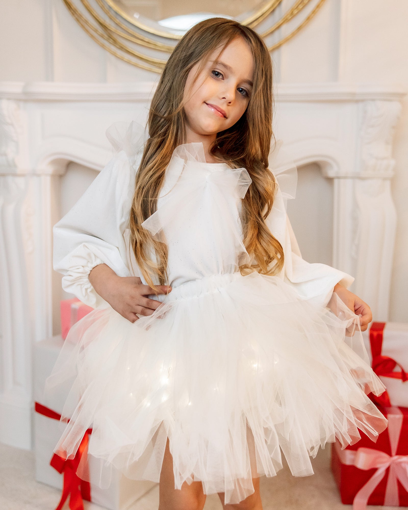Skirt with Lights, White