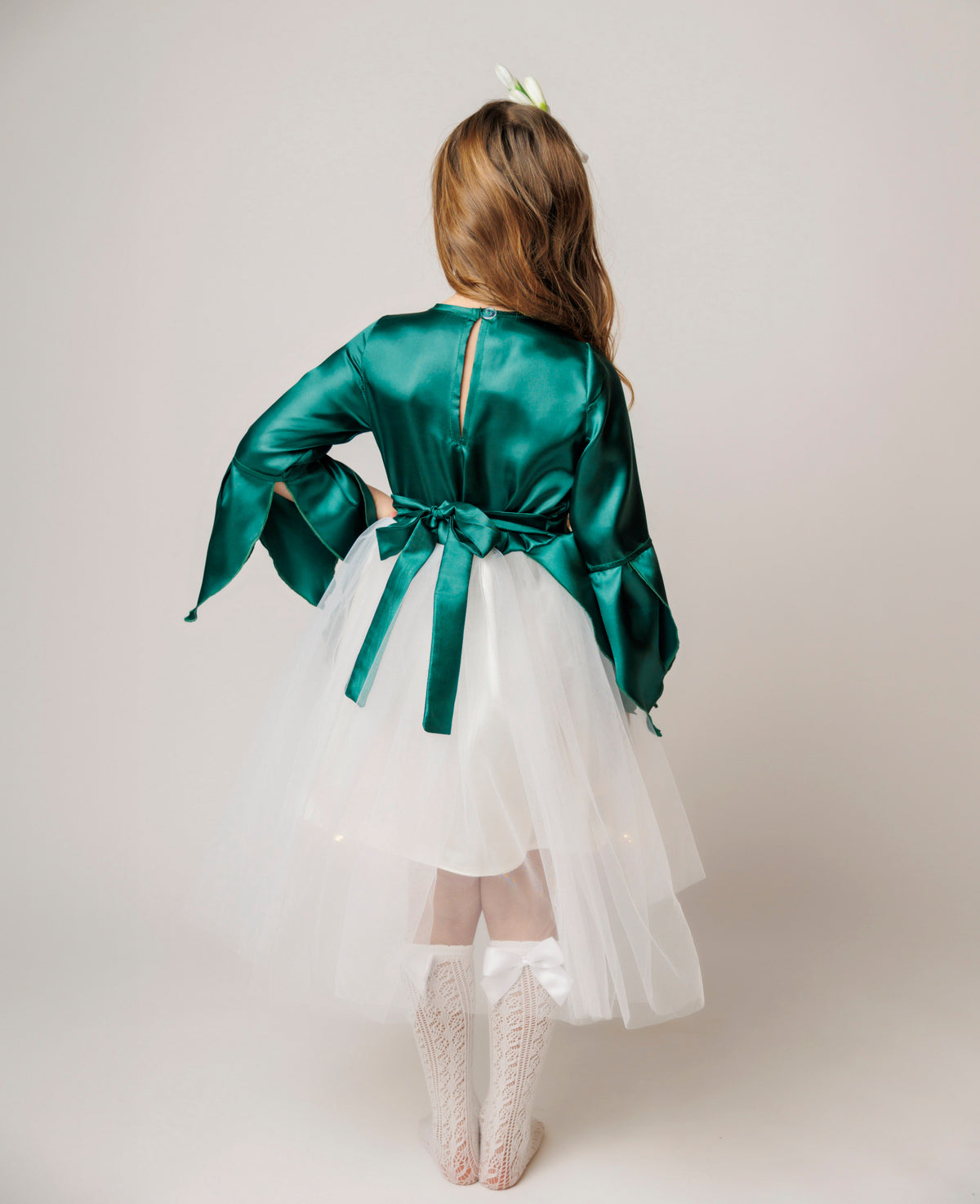 Snowdrop Dress with Lights, Train, Spring Fairy, Recital