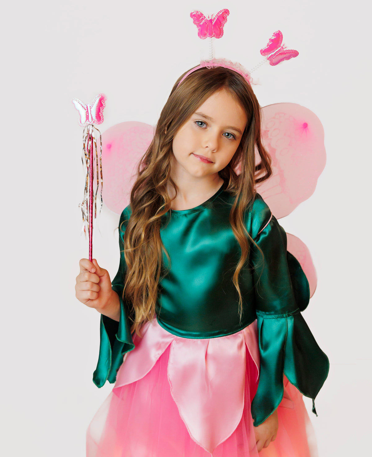 Costume with Lights, Pink Flower Fairy / Butterfly, 4 Pieces 