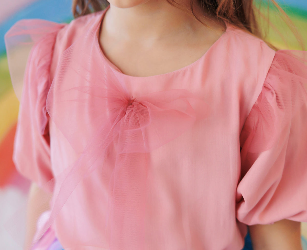 Pink Blouse with Pink Bow