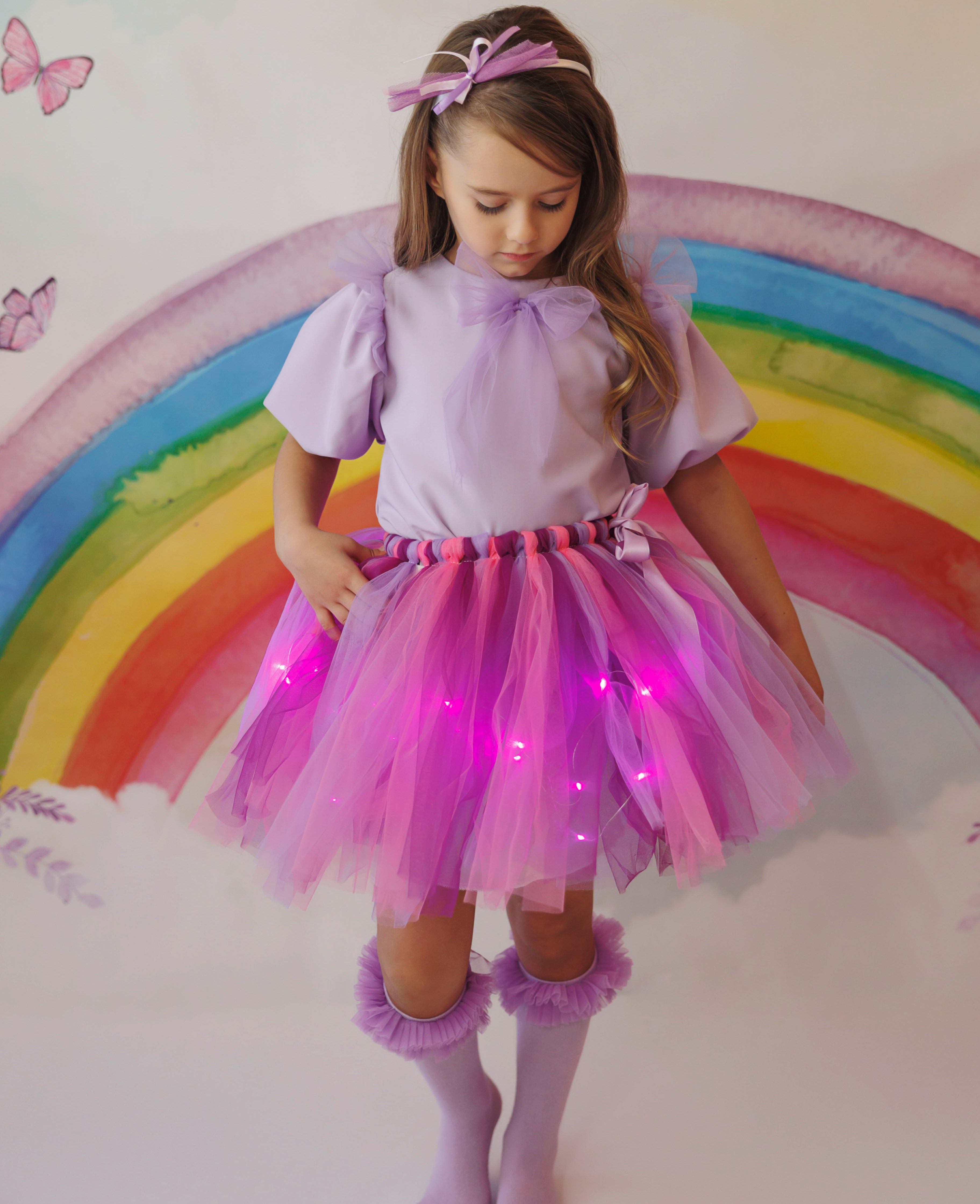 Skirt with Lights, Purple Unicorn, 3-18 months