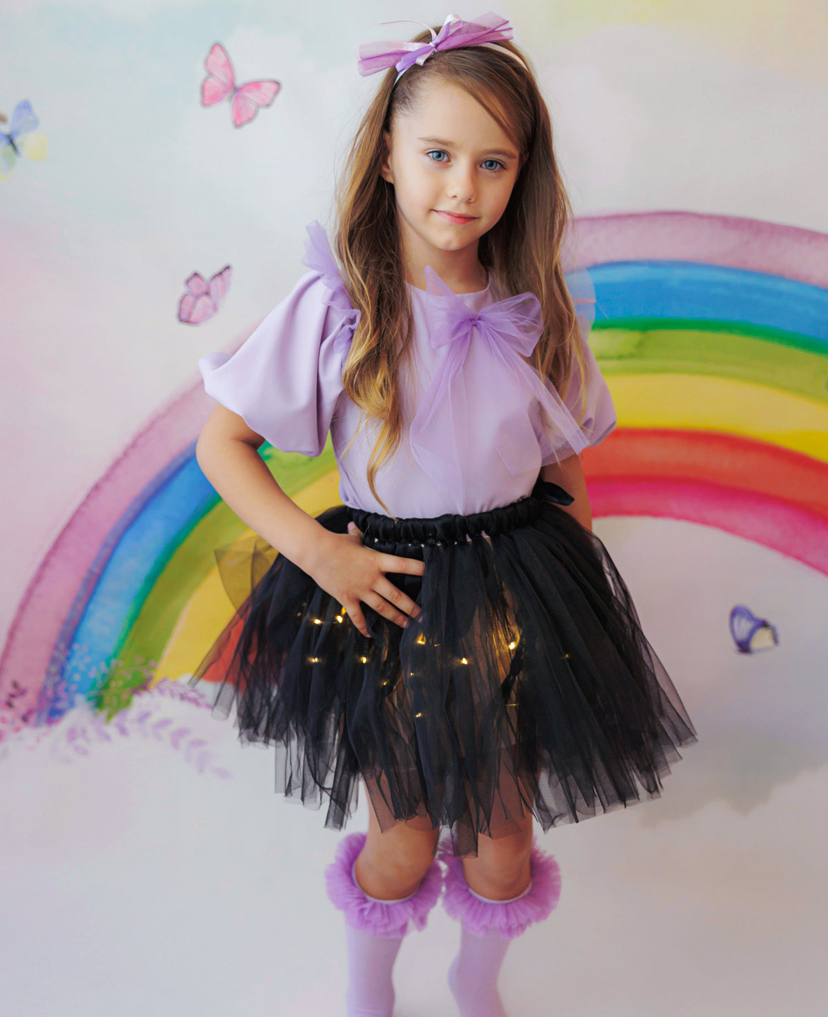 Set with Lights, Lilac Black, 2 Pieces