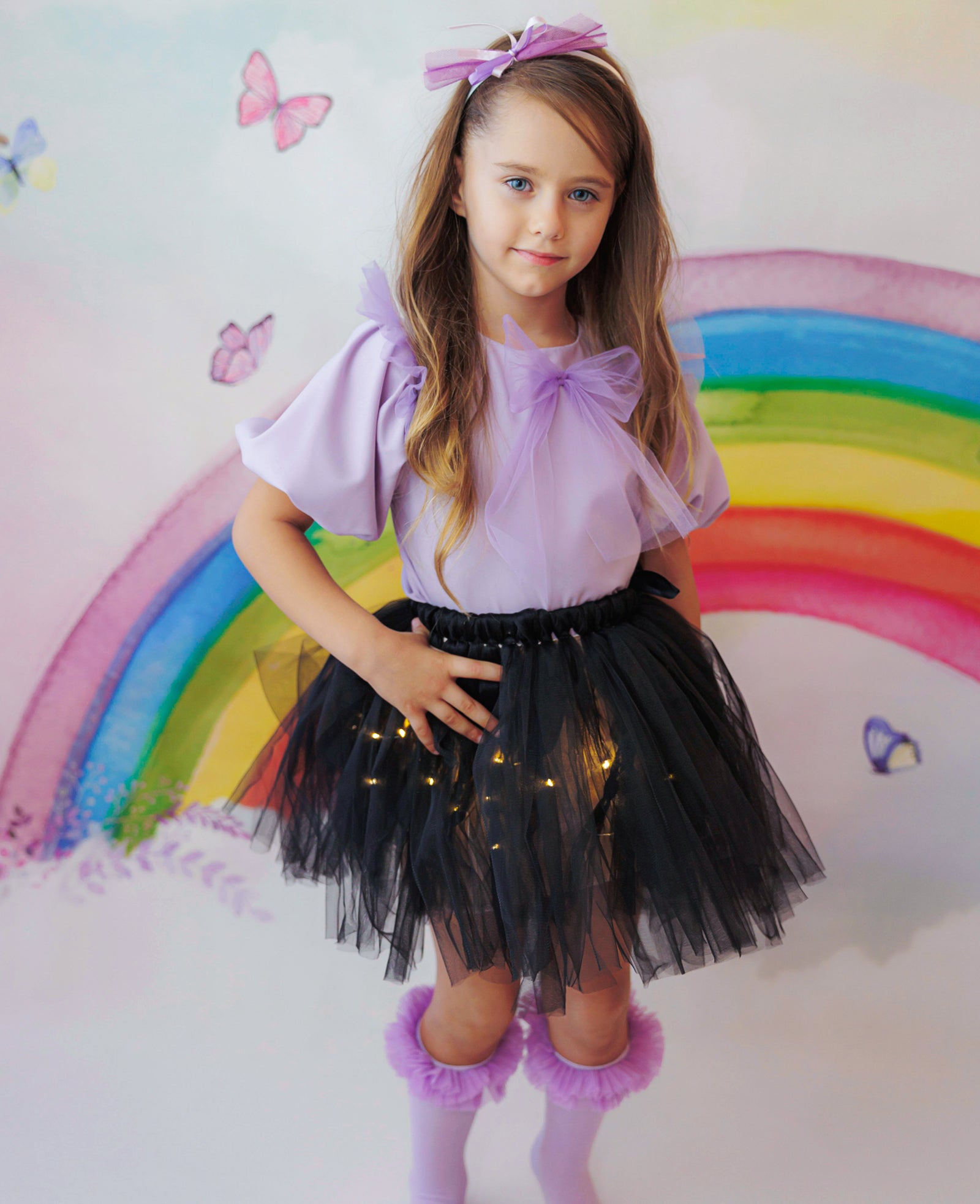Set with Lights, Lilac Black, 2 Pieces