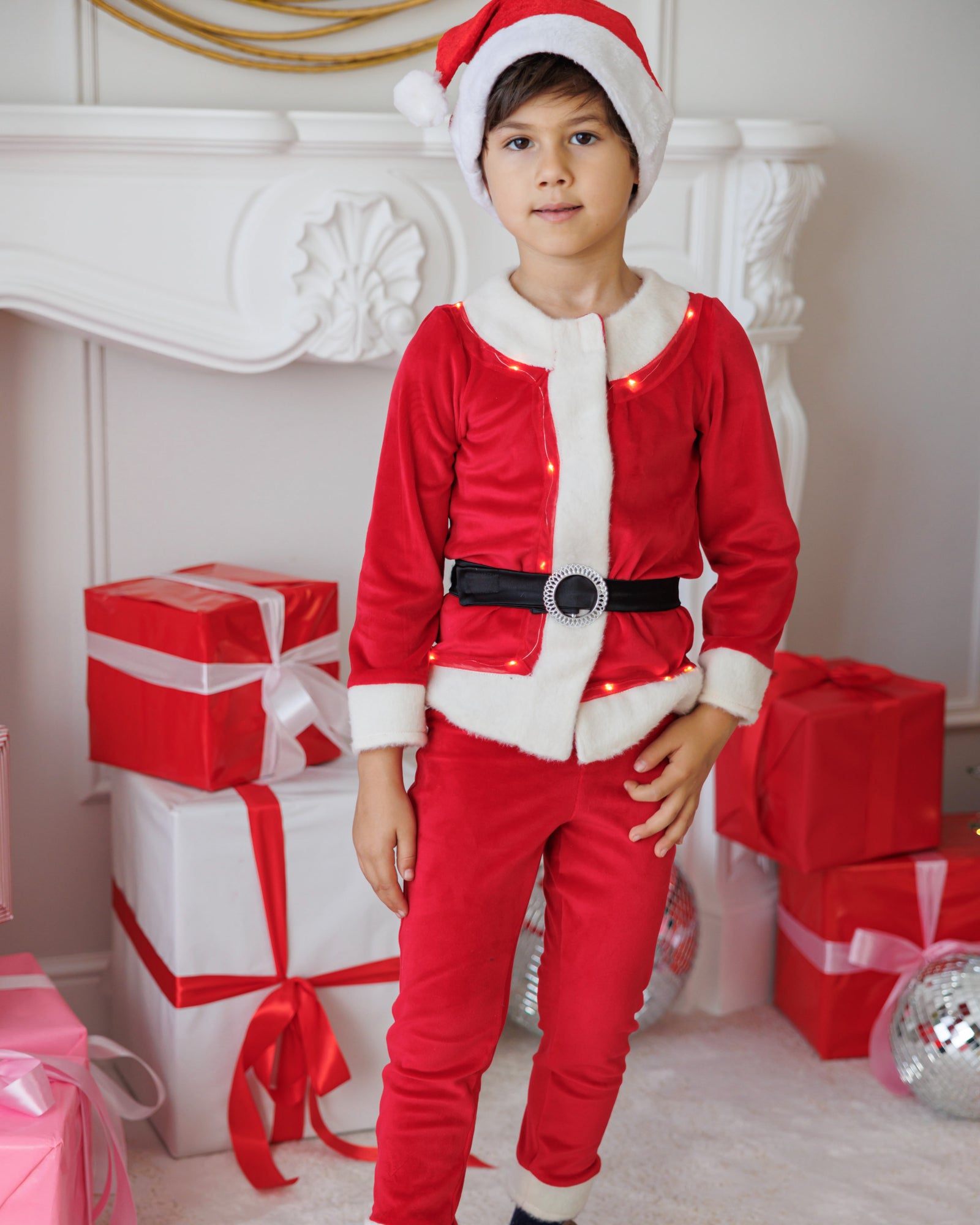 Santa Claus Costume with Lights, 3 Pieces