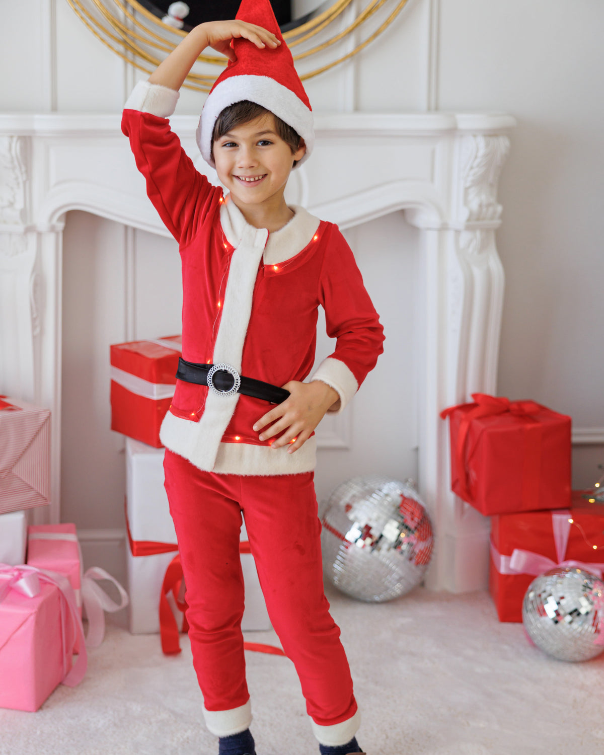 Santa Claus Costume with Lights, 3 Pieces