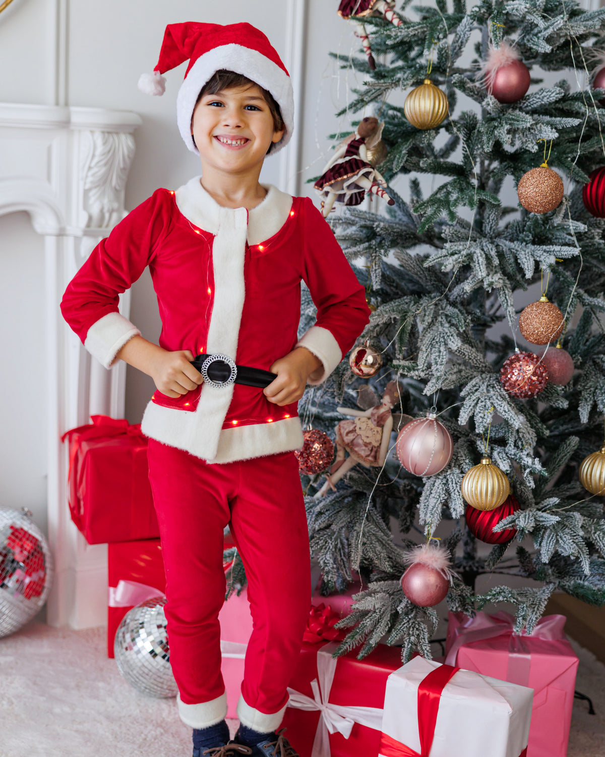 Santa Claus Costume with Lights, 3 Pieces