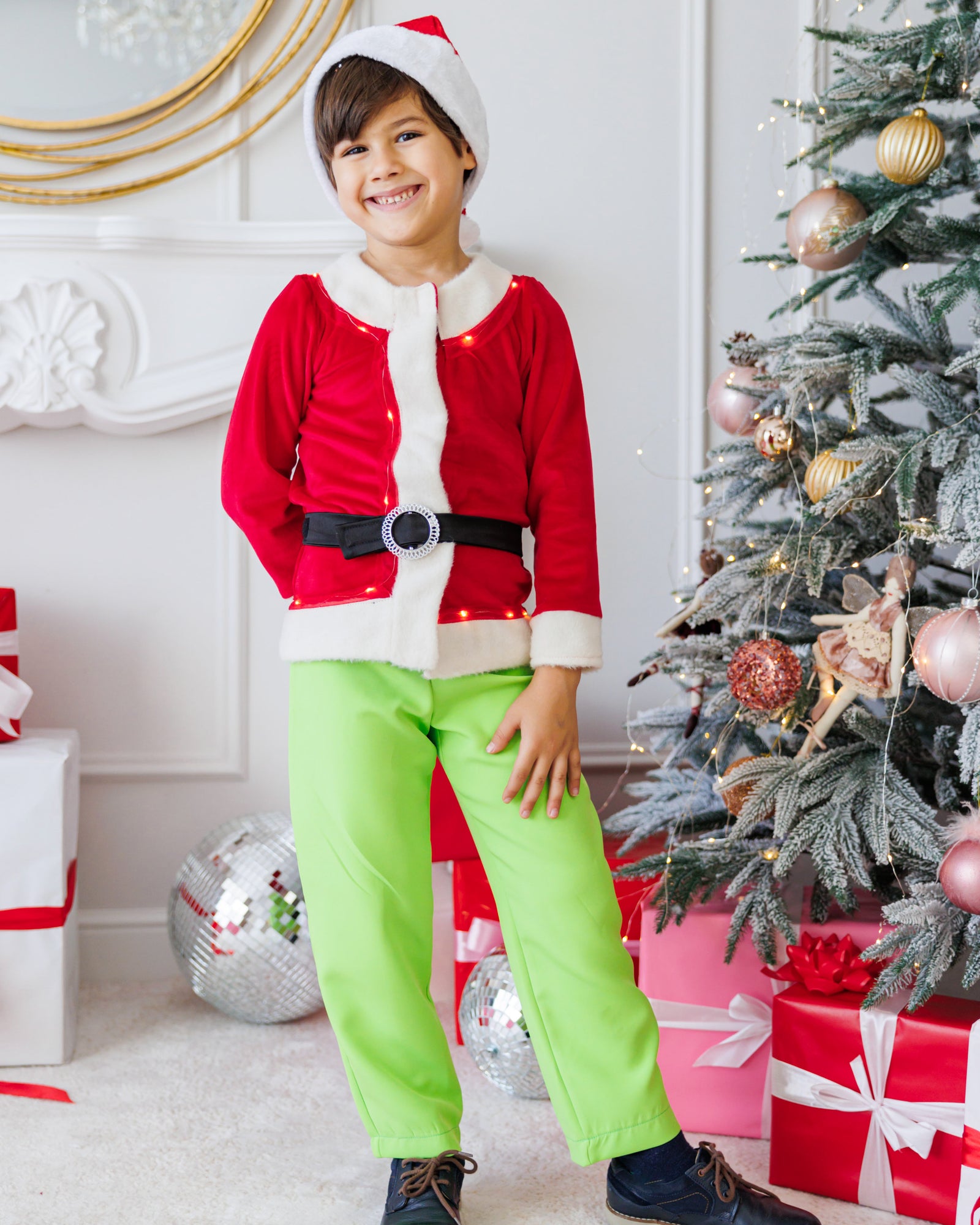 Grinch Costume with Lights, 3 Pieces